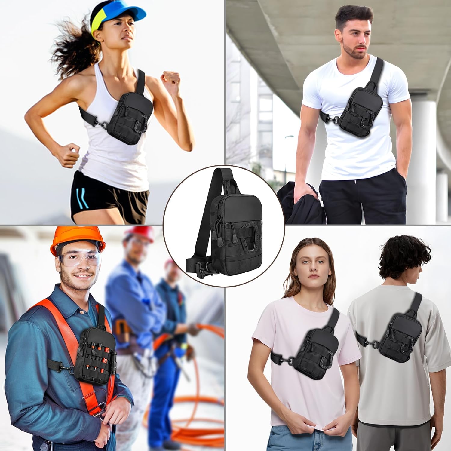 Small Sling Bag for Men, Tactical Inspired Waterproof Utility EDC Mini Crossbody Chest Bag for Travel Work Sport - Image 2