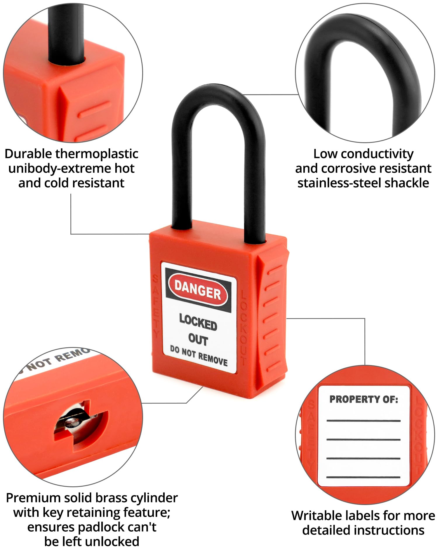 Red Lockout Tagout Loto Kit QWORK Rotating Gate Valve Lockout, 2 Set ...