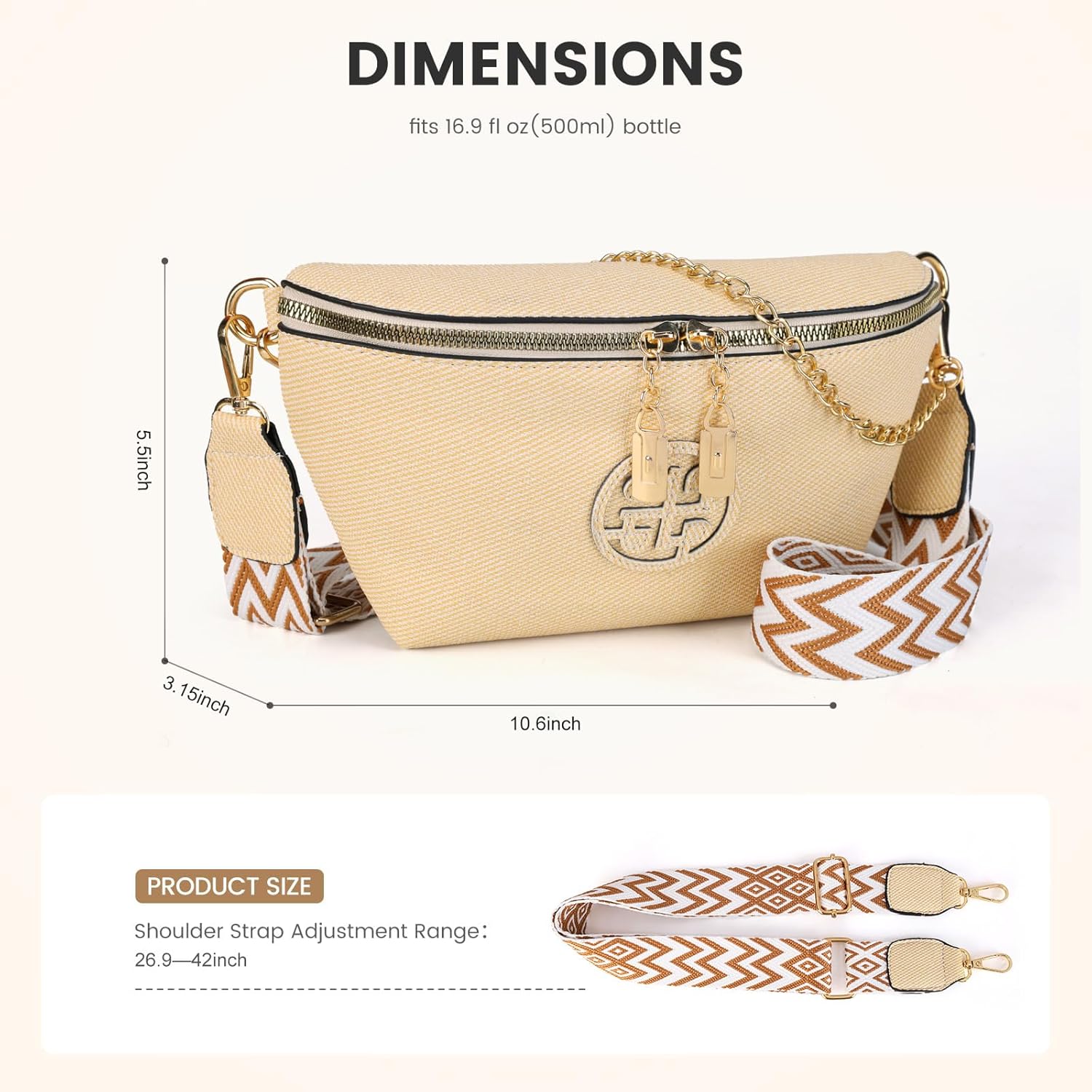 Fashion Waist Packs, Crossbody Fanny Packs for Women Leather Sling Bag Trendy Boho Chest Bags with Adjustable Shoulder Strap Belt Bag for Travel, Gym, Hiking, Cycling - Image 4