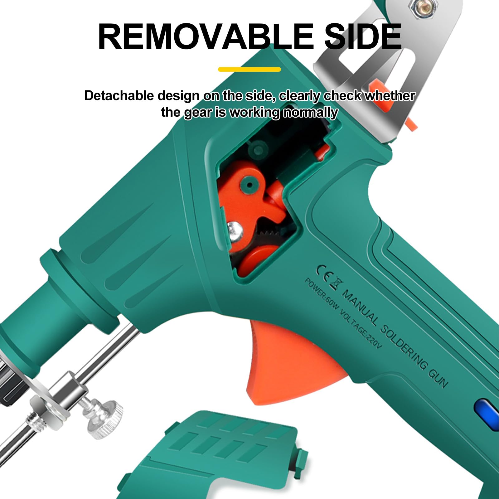 Soldador automático de mano, kit de pistola de soldar electrónica de 60 W con bomba desoldadora, 2 pinzas, alambres de soldar y soporte, soldador de mano