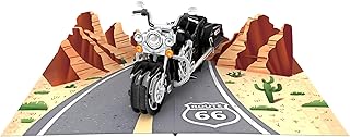 ASVP Shop Motorbike Adventure Greeting Card - 3D Pop-Up Cruiser on Route 66 with Mountain Scenery