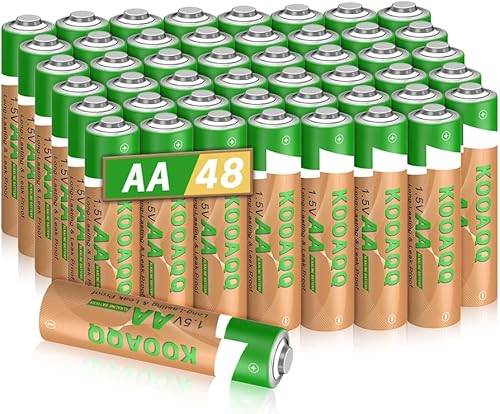 KOOAQQ Paquete de 48 pilas AA alcalinas, nueva versión 2023 Batería doble A de 1.5 V de alto rendimiento, larga duración, baja autodescarga,