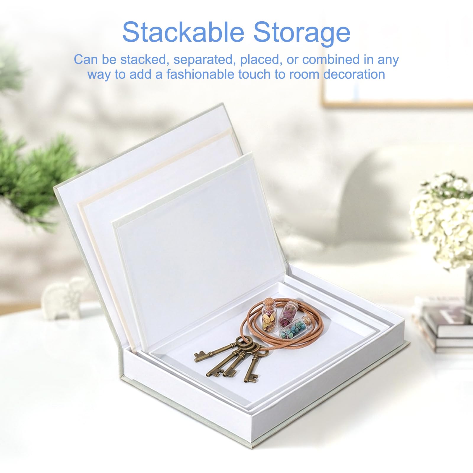 3 libri decorativi con spazio nascosto, scatola per libri con chiusura magnetica, libri decorativi, impilabili l'uno sull'altro e design Nesting, contenitore per tavolino da caffè, scaffale, ufficio e