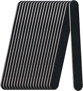 LNAUJS 20 Pack Professional Nail Files 100/180 Grit Double-Sided Black Reusable Emery Boards for Acrylic & Natural Nails