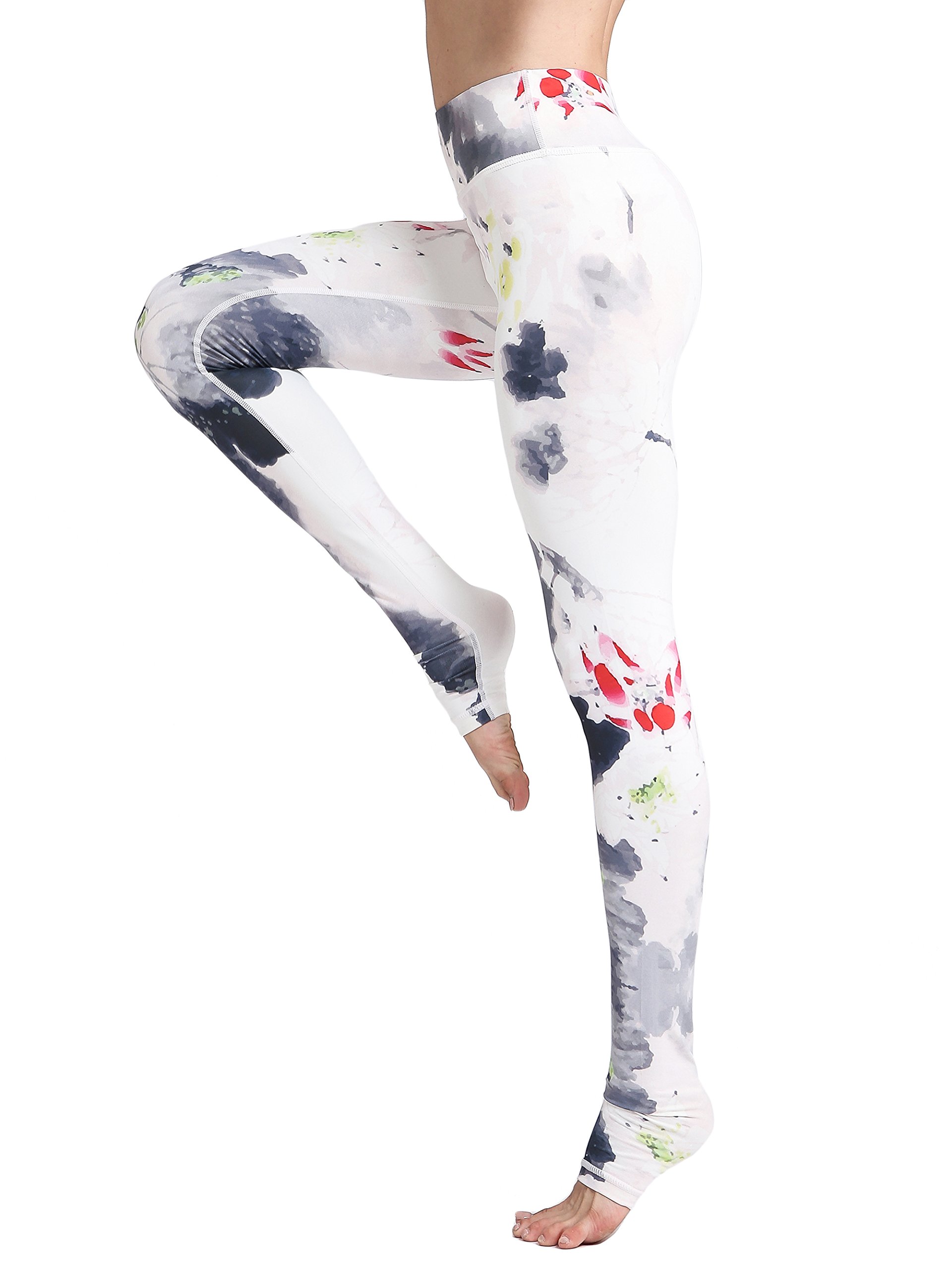 FLYILY Donna Leggings Sportivi Elastico Stampa Floreale Pantalone da corsa da donna Leggings a vita alta Pantaloni da yoga lunghi elasticizzati