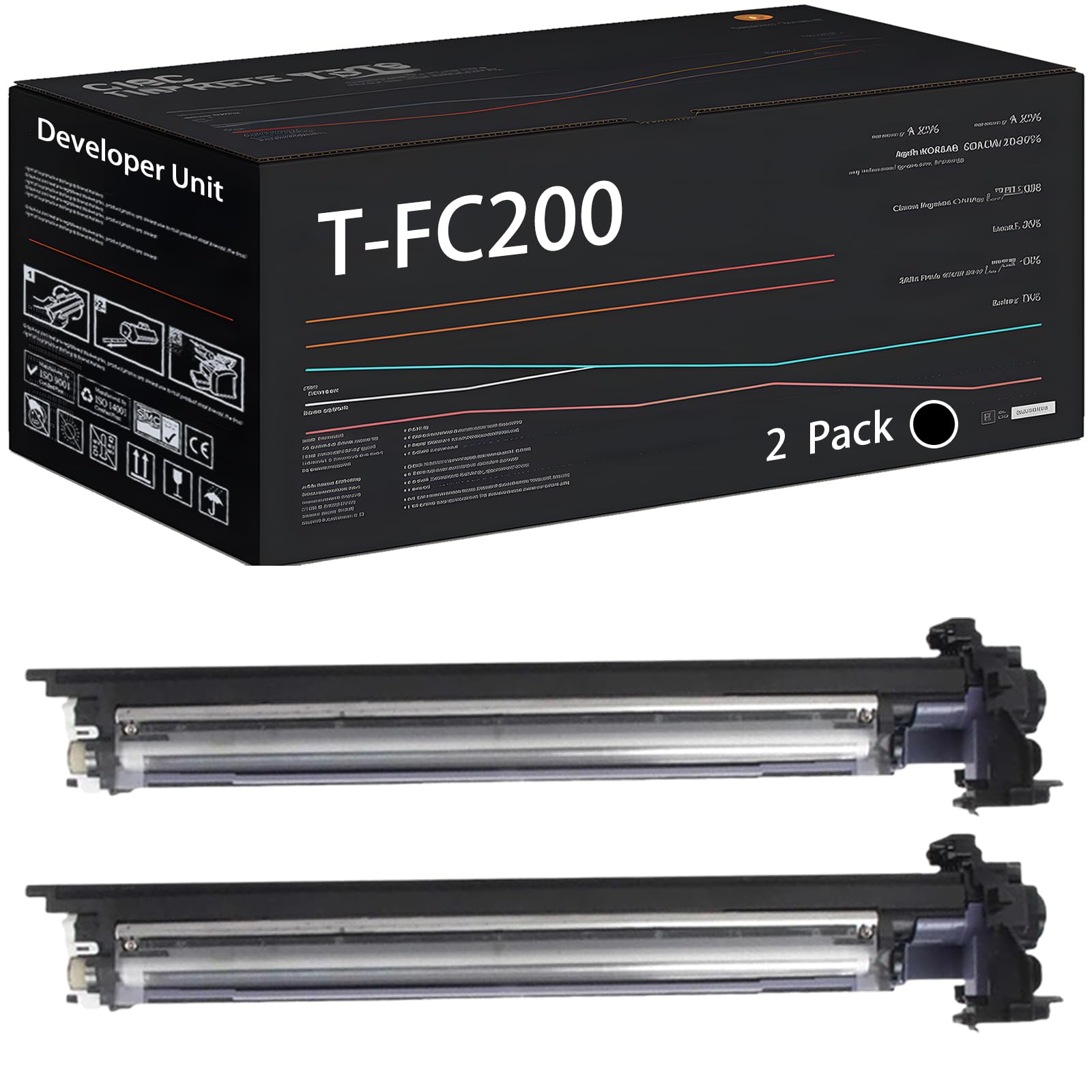 UVUMB T-FC200 Developer Unit Compatible for Toshiba E Studio 2000AC 2500AC Printers, with Chip, High Yield 80000 Pages, High-Definition Printing (2 Pack Black)