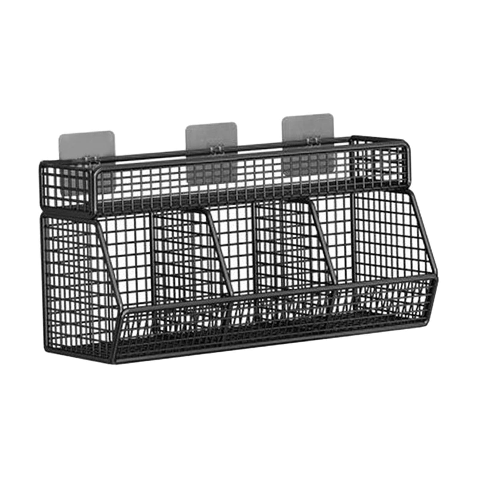 Cesta de Cocina Colgante, Organizador de Pared, Cesta Multifuncional de Alambre Metálico para Armario de Salón, 3 Rejillas, Individual