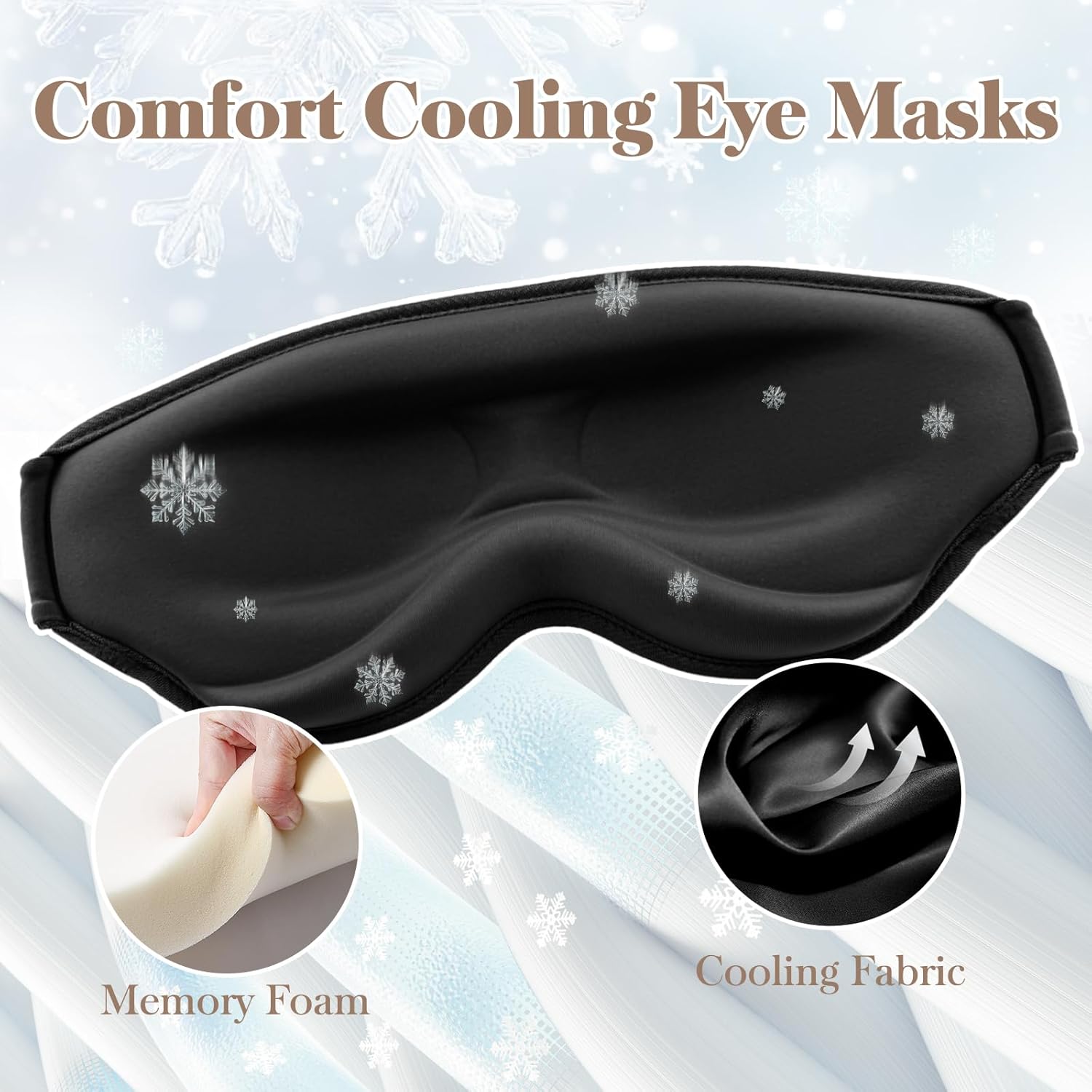 3D Cooling Eye Mask Sleep Mask for Men & Women, 100% Pressure-Free & Light Block-Out Eye Mask for Sleep with Easy Adjustable Strap, Night Eye Cover for Travel, Black - Image 5