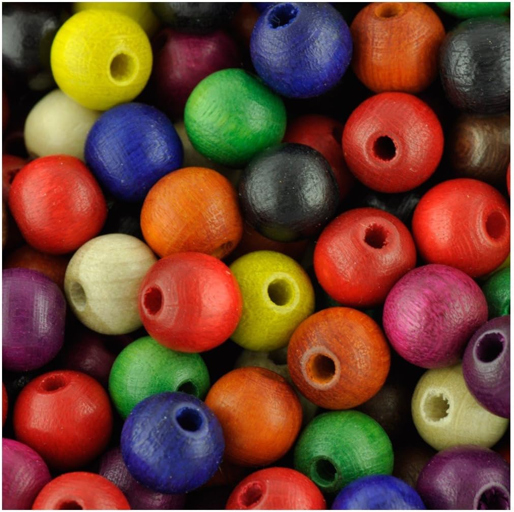 10mm Round Wooden Beads Mixed Colours Qty 100