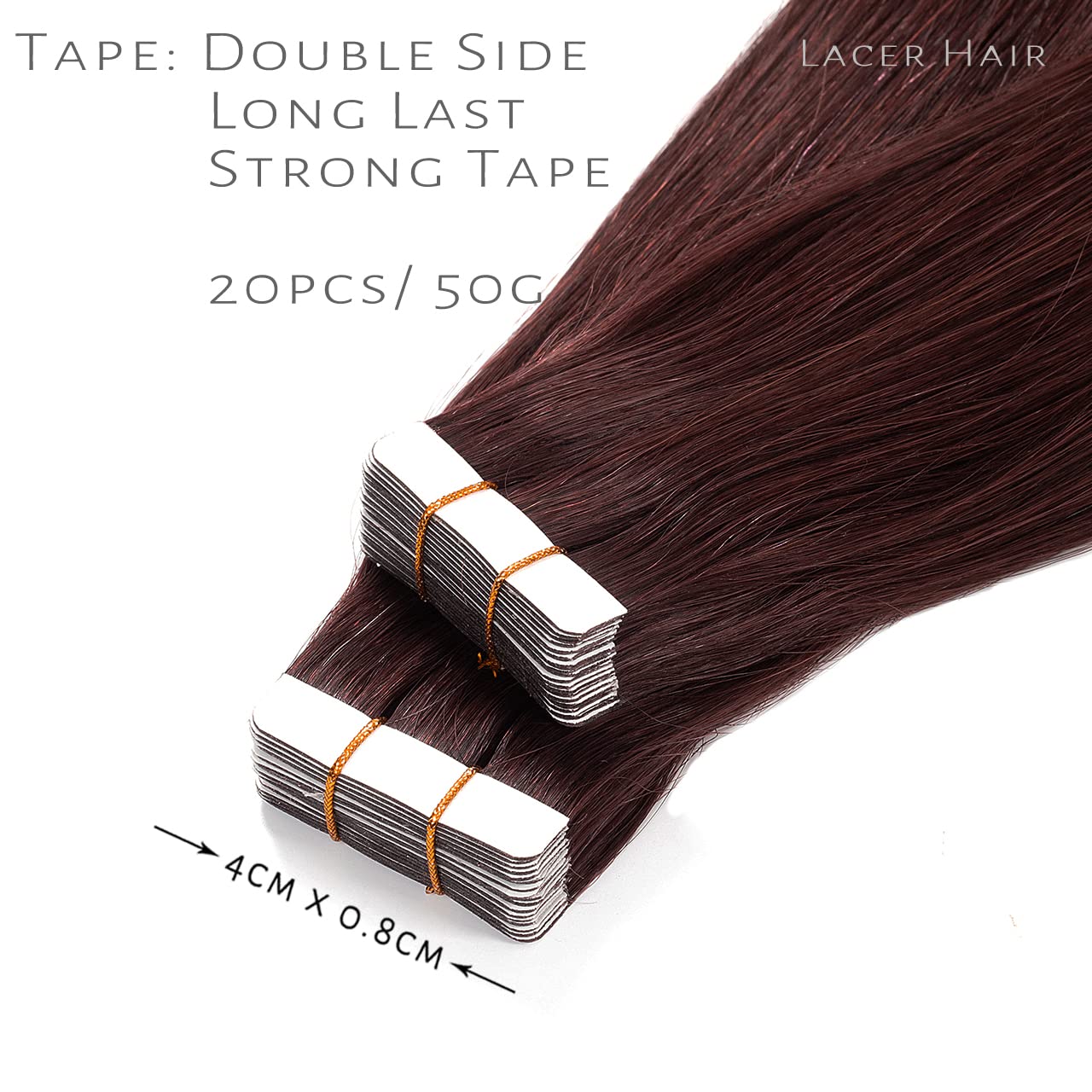 Lacerhair Dark Burgundy Tape in Hair Extensions Human Hair PU Skin Weft 100% Real Virgin Human Hair Tape Extensions 22inch Burgundy Red Wine Burgundy Double Side 20pcs/set 50g