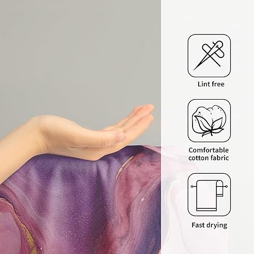 Miniatura 4 de Toalla de mano de mármol rosa púrpura  Juego de 2 toallas de baño de tinta de mármol con textura de piedra dorada, pintura abstracta, hermoso