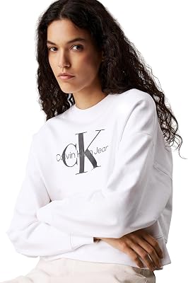 Calvin Klein Women's Monologo French Terry Sweatshirt with Round Neck
