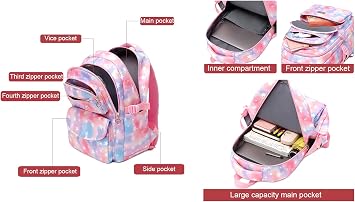 JiaYou School Backpack Sets 3pcs Stars Prints Daypack For Teens Girls Primary School Students(Black Stars,22 Liters)