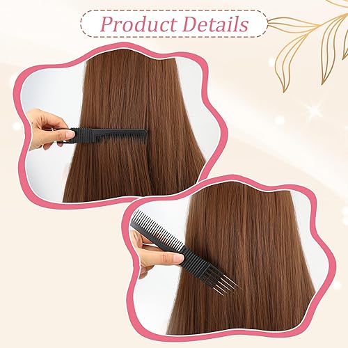 Miniatura 3 de 2 peines para el cabello con punta de metal, peines de carbono para levantar el cabello, para mujeres y hombres, para la mayoría de peinados (negro,