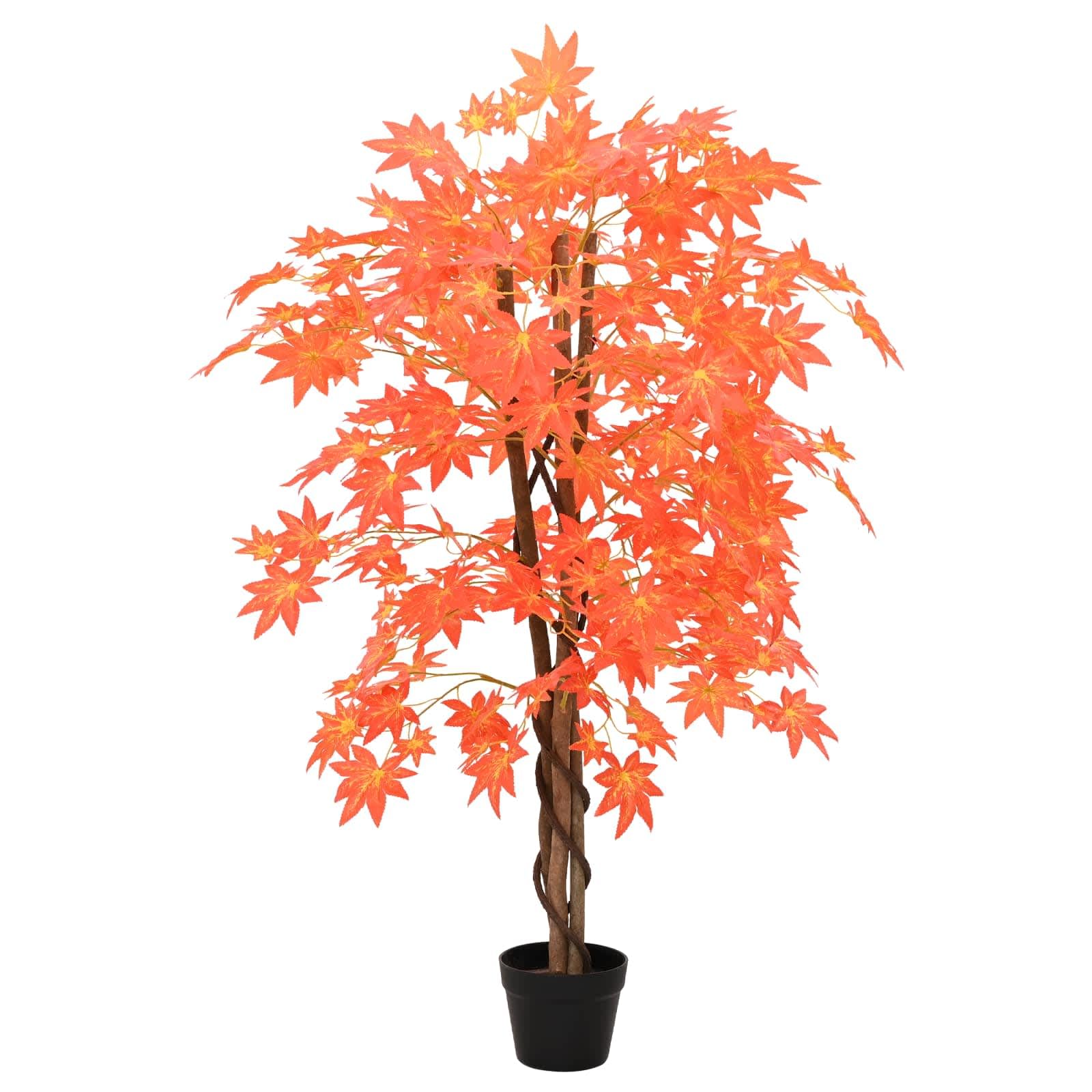 vidaXL Arbre d'érable Artificiel Rouge 80 x 16 x 120 cm Tissu et Bois
