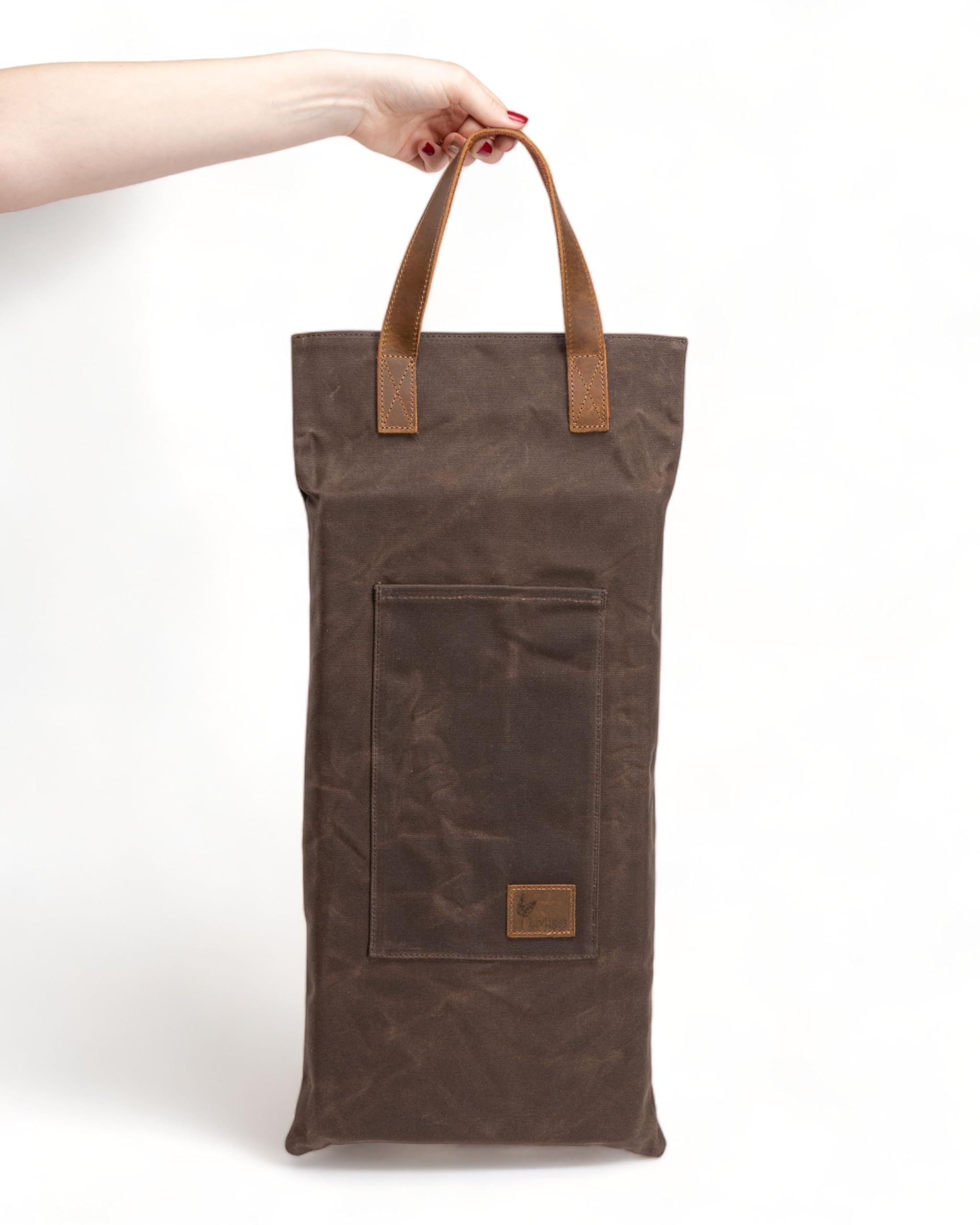 LIVLIG Kniekissen Garten 45×22 cm, wasserabweisendes Kniepolster aus gewachstem Canvas mit Ledergriff, Garten Kniekissen für Gartenarbeit & Handwerk, Braun