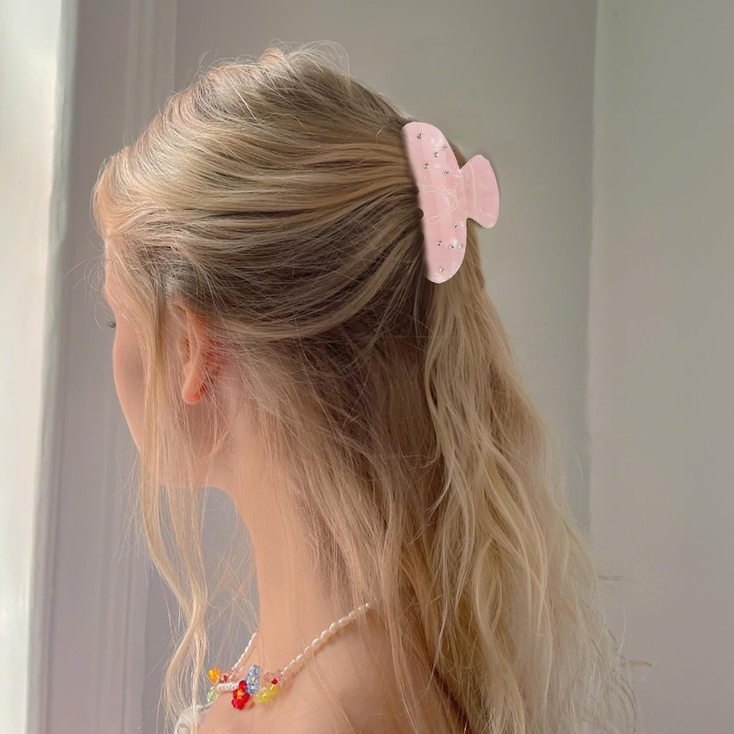 Pink and Black Acrylic Hair Claw Clips Cute Medium Bow Hair Clips for Women Fashion Hair Accessories for Women Girls - Image 6