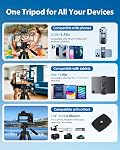 75" Trépied de caméra, Support en aluminium pour appareil photo pour téléphone ipad, Trépode de voyage avec / sac de carry / support de tablette de téléphone, Compatible avec Canon Nikon Sony DSLR, Étendue de localisation, Max Charger 15 Lb(Noir)
