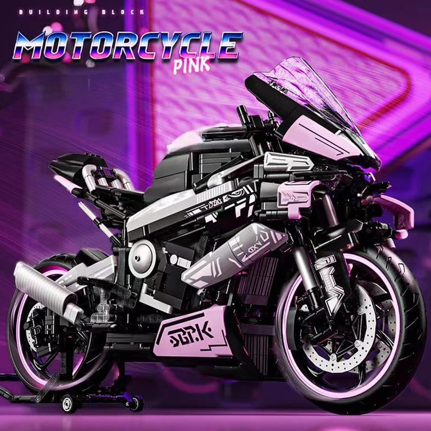 JUCYJULY Technik Motorrad Bausteine, 1985 Klemmbausteine Technik Supermotorrad Modellbausatz, MOC Rennen Motorrad Bausatz Erwachsene, Superbike Spielzeug Geschenk für Kinder