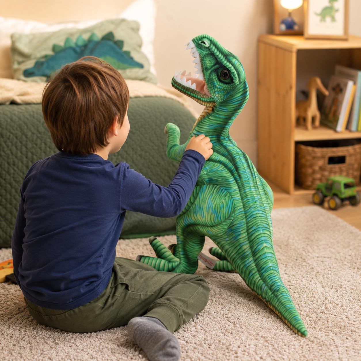Sweety Toys Tyrannosaurus Rex 13111 - Peluche de Dinosaurio XXL, 80 cm, Color Verde