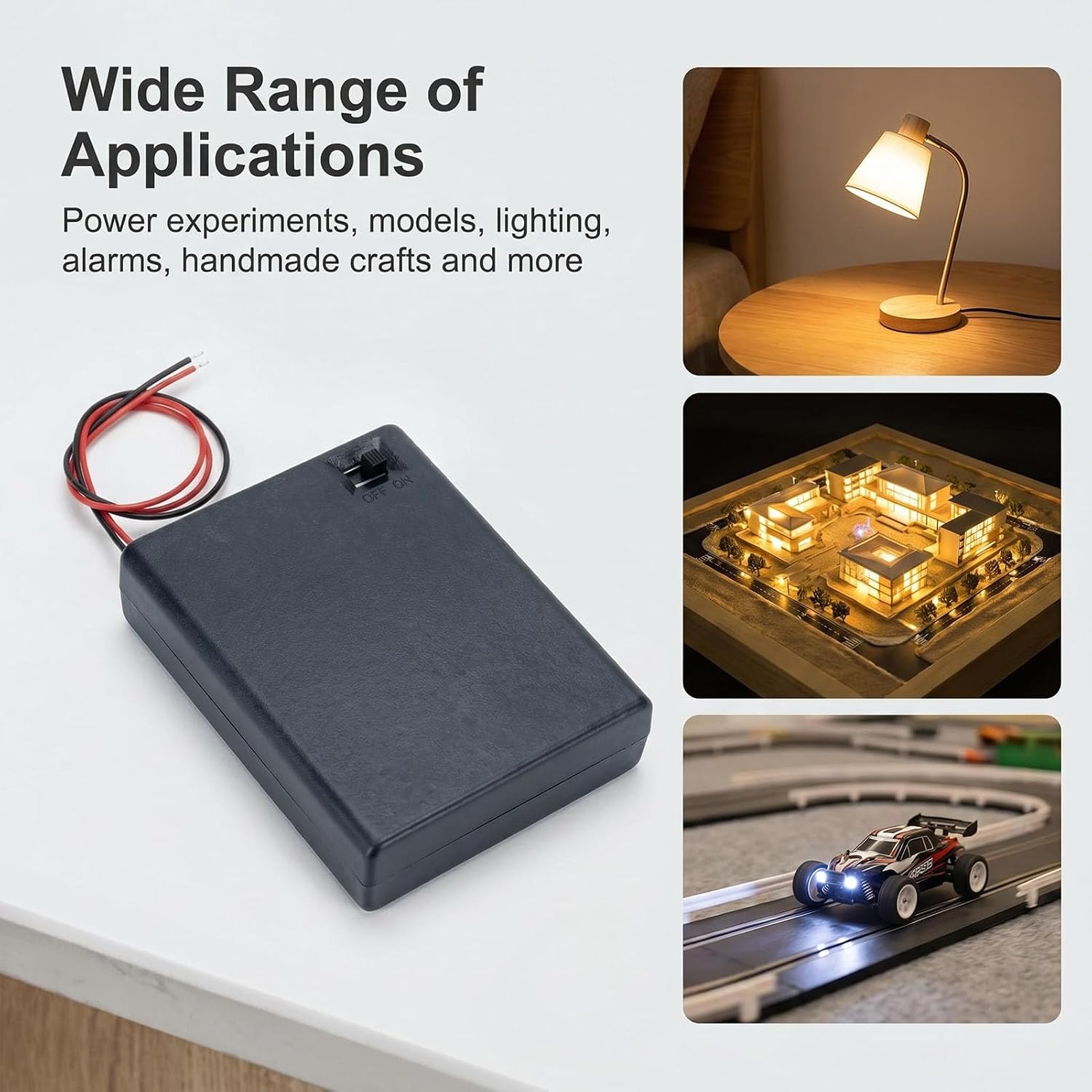 6 Pcs 4 AA Battery Holder with On/Off Switch and Wires, 4 x 1.5V AA Battery Box