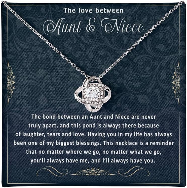 VIRAGIL Sterling Silver Love Knot Necklace - Aunt & Niece Gifts for Birthdays, Mothers Day & Christmas