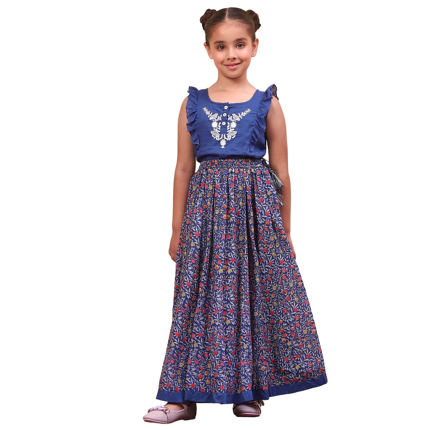 Biba Girls PRINTED STRAIGHT KID(KWSUMMER BREEZE2674E_BLUE_3)