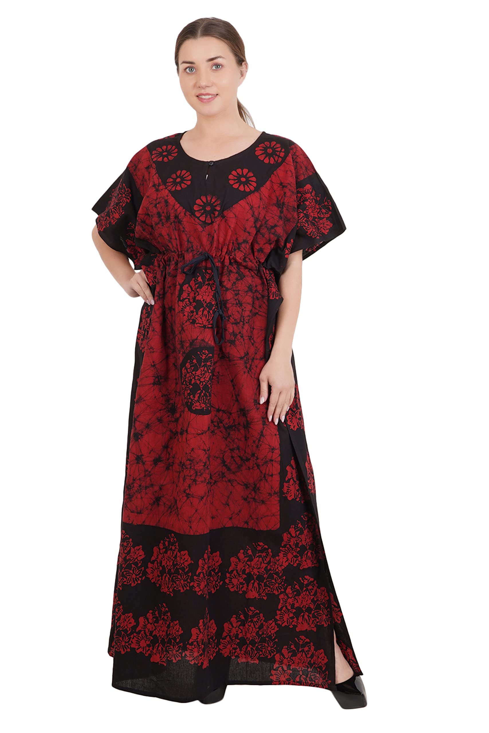 Women's Cotton Floral Kaftan Nighty Maxi Gown (OK_Free Size)-image-38
