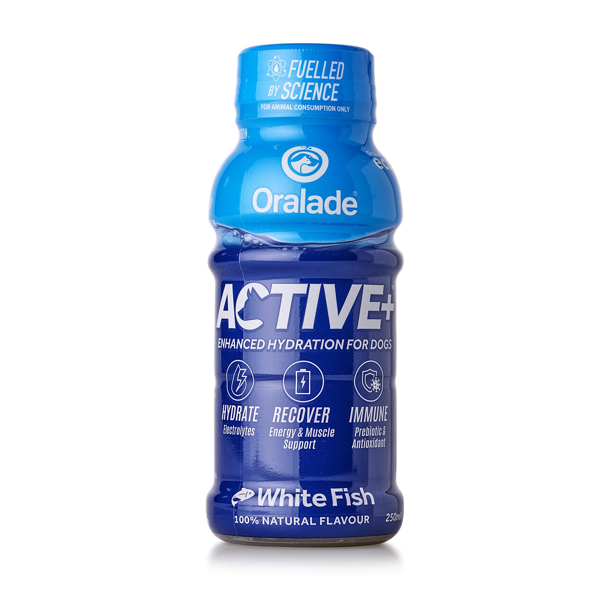 Oralade Active+ Fish Rehydration Drink for Dogs, 250ml, with L-Carnitine, Electrolytes, Vitamin E