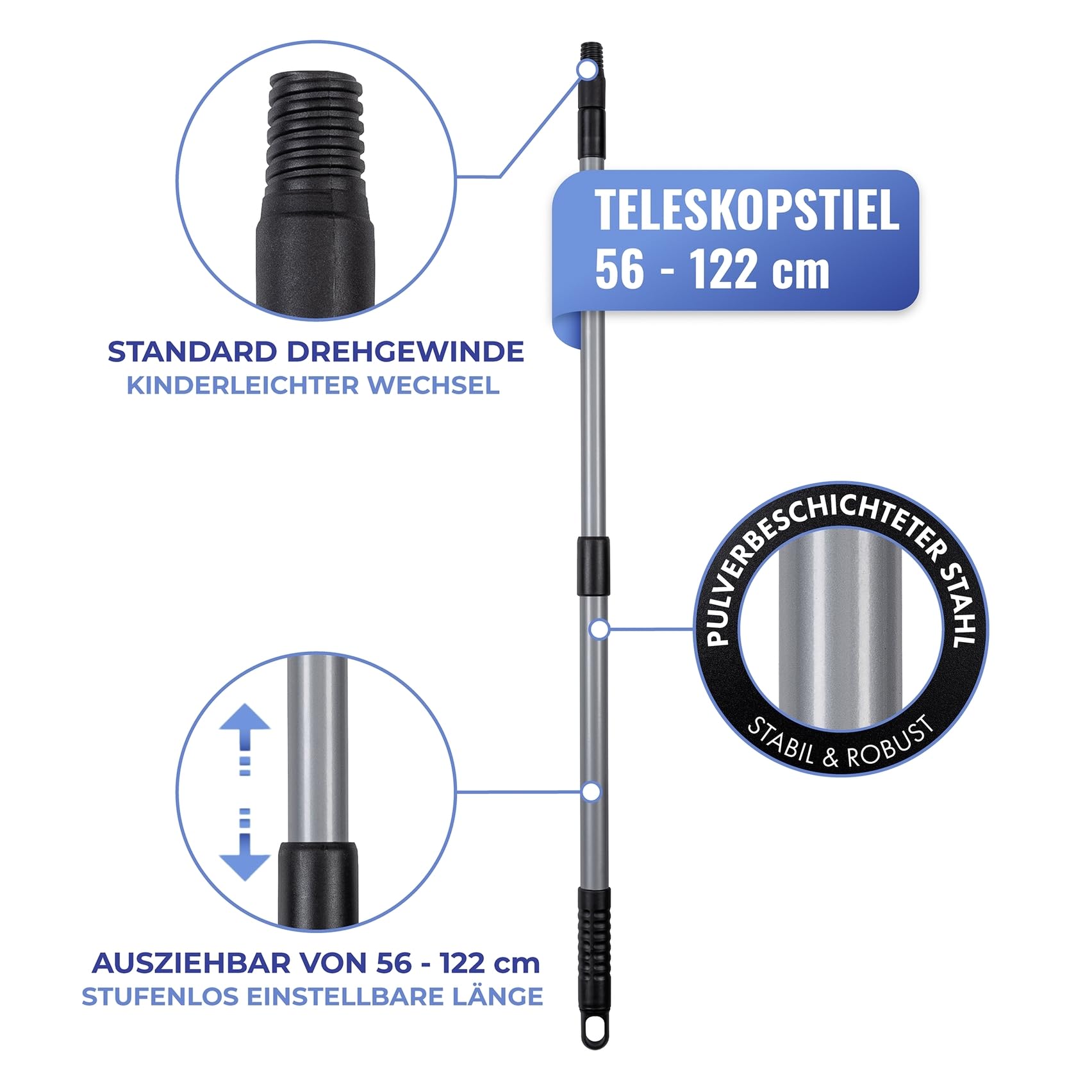 Maximex Gartengerät Rollsammler mit Teleskopstiel für effiziente Obstsammlung aus Edelstahl für Garten Schwarz Silber Grau 34 x 83-148 x 18.5 cm