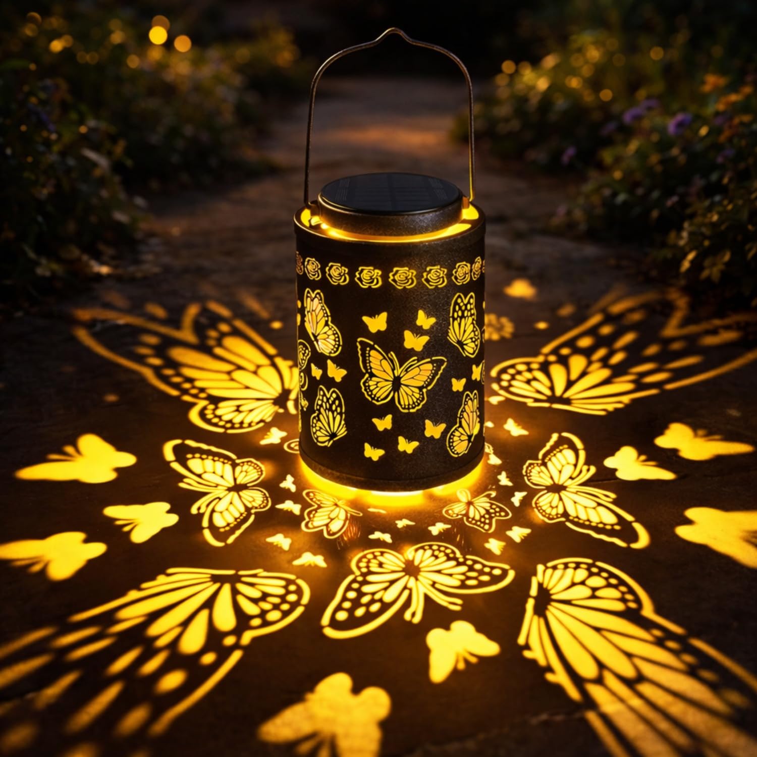 Lanterne solari per esterni, impermeabili, in metallo, luci da giardino, decorazione da appendere per patio, cortile, recinzione, portico, sentiero, regali per donne, mamma, nonna, festa della mamma