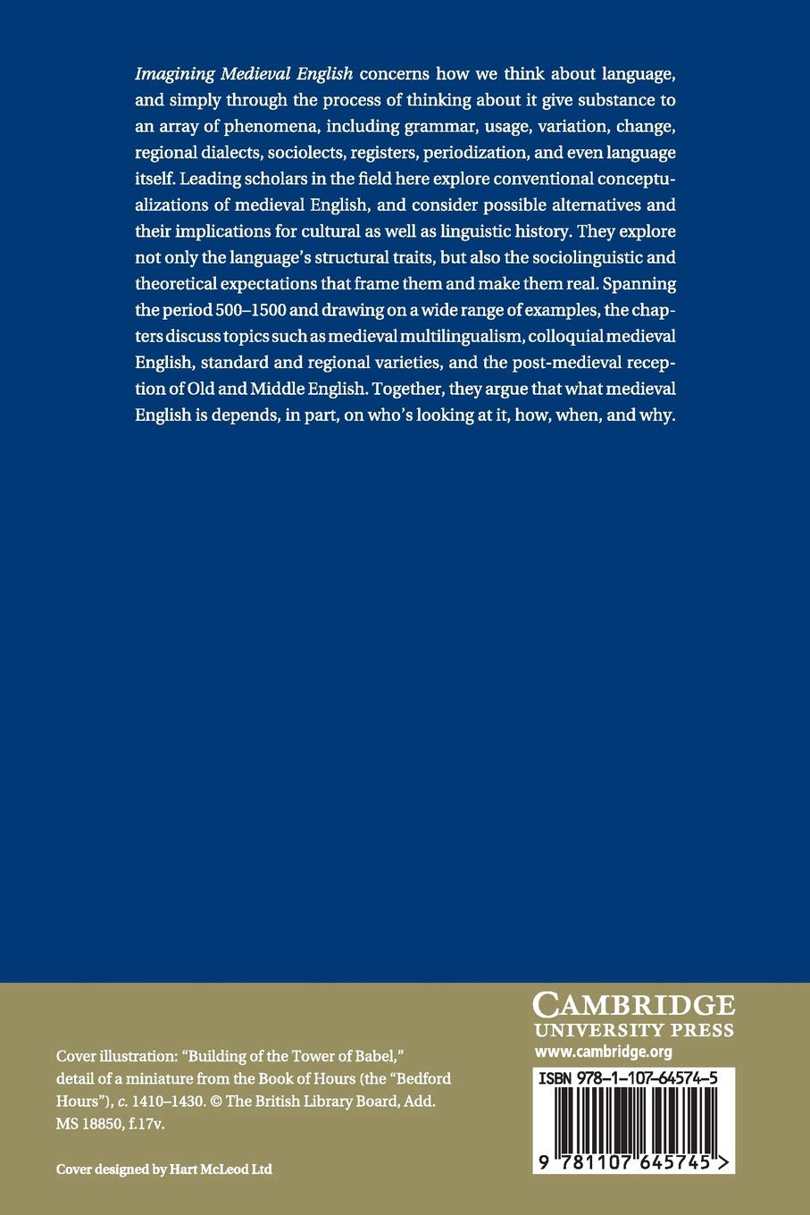 Imagining Medieval English: Language Structures and Theories, 500–1500 (Cambridge Studies in Medieval Literature, Series Number 95)