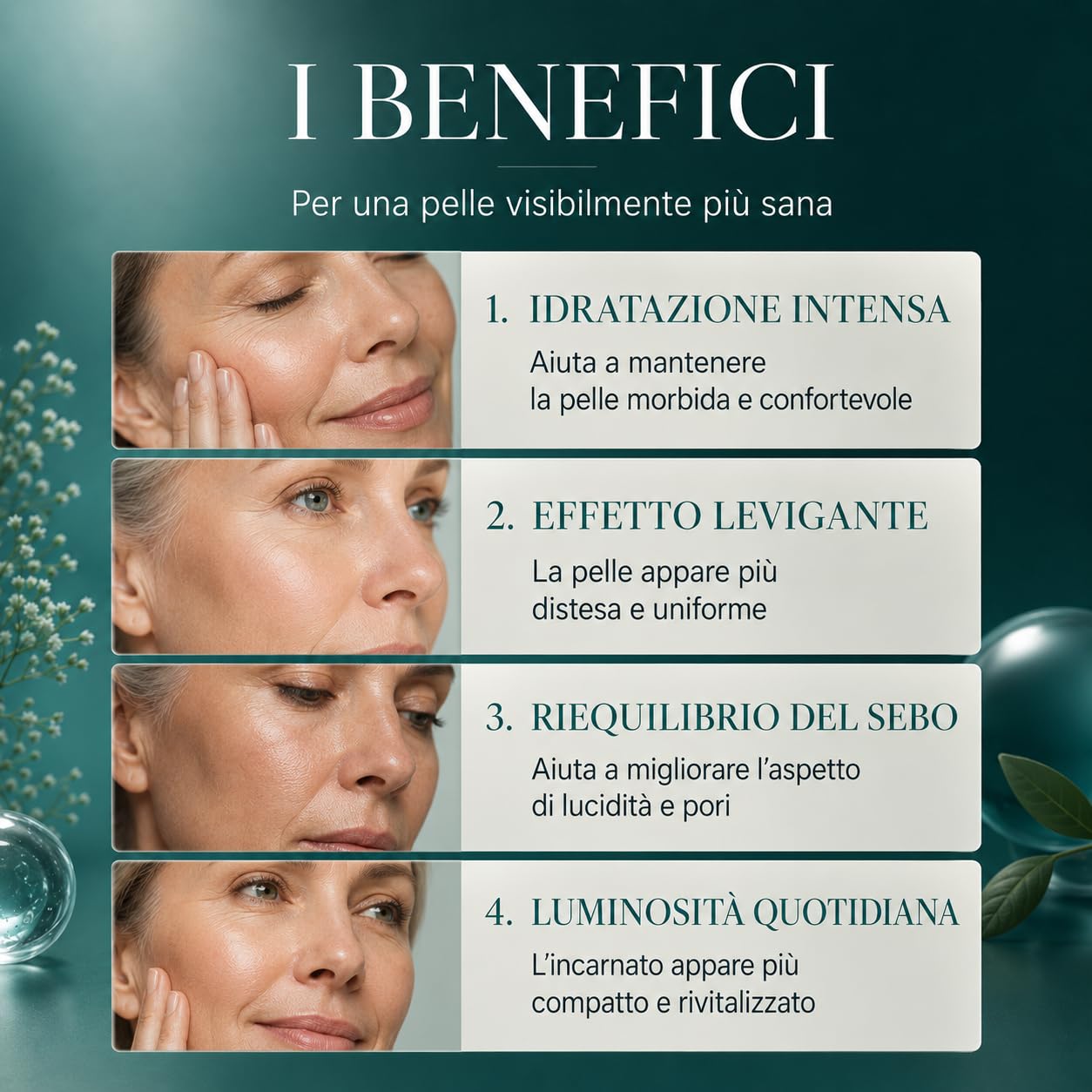 Linfa Cosmetics Age Purify H24 Crema Viso Antietà, Idratante Purificante con Acido Ialuronico, Vitamina E, Jojoba, Albicocca e Salvia, Pelle Matura Mista e Lucida, 50 ml