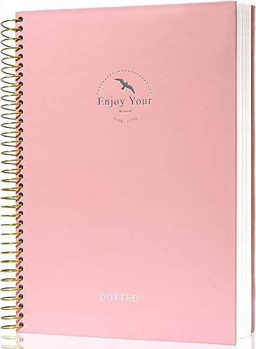 Cuaderno de cuadrícula de puntos en espiral de 8.5 x 11 pulgadas, cuaderno grande de papel punteado, 210 páginas, cuaderno de espiral de tapa dura