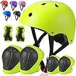 Toddler Kids Bike Helmet Set - Adjustable Cycling Helmet with Knee, Elbow Pads & Wrist Guards Sport Protective Gear Little Kid