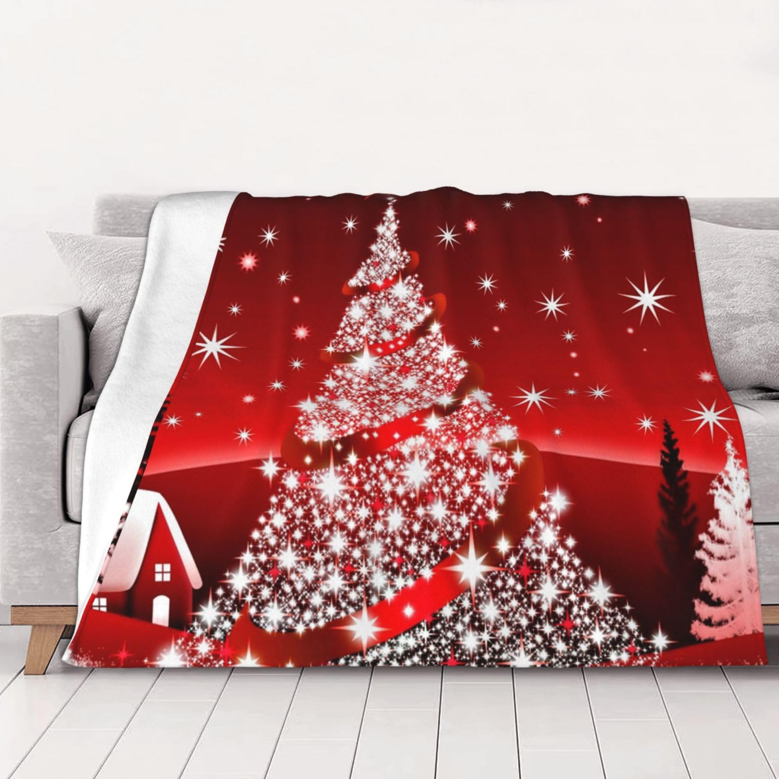 AUBKFELD Christmas Decoration Background Printed Flannel Blanket 102x76 CM, Soft & Warm Throw Blanket for Sofa/Couch/Bed/Car, Gifts for Audlts Women Men