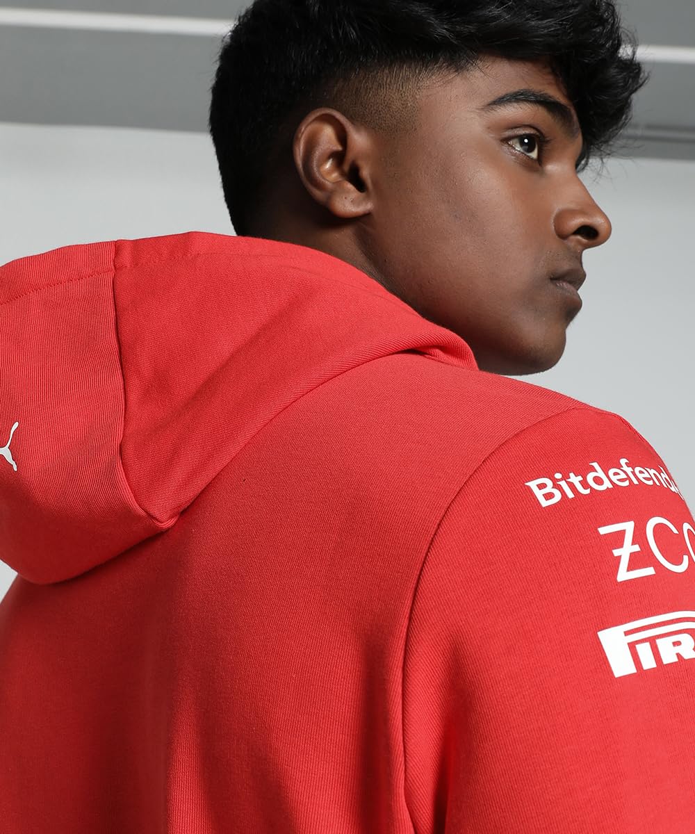 PUMA Felpa con Cappuccio Team Scuderia Ferrari 2024 Uomo Rosso Bruciato