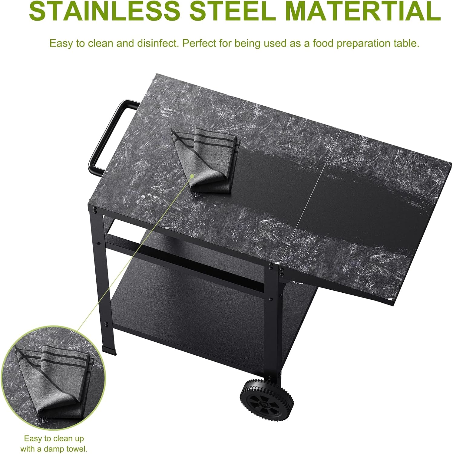 Inkmin Outdoor Dining Cart Double-Shelf Movable Table Stainless Steel Pizza Oven Trolley BBQ Stand Commercial Multifunctional Kitchen Food Prep Worktable : Patio, Lawn & Garden