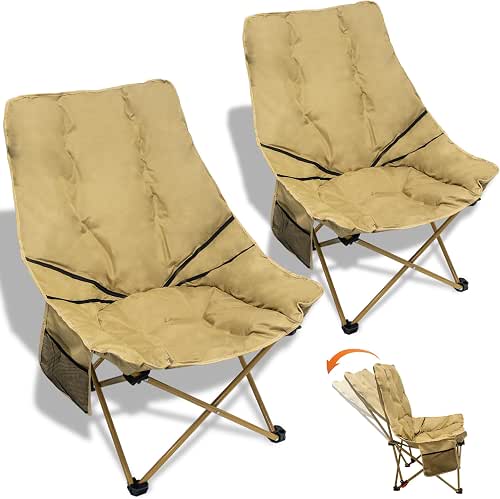 Camping Chair 2PC with Backrest Adjustment,Comfy & Extra Wide Butterfly