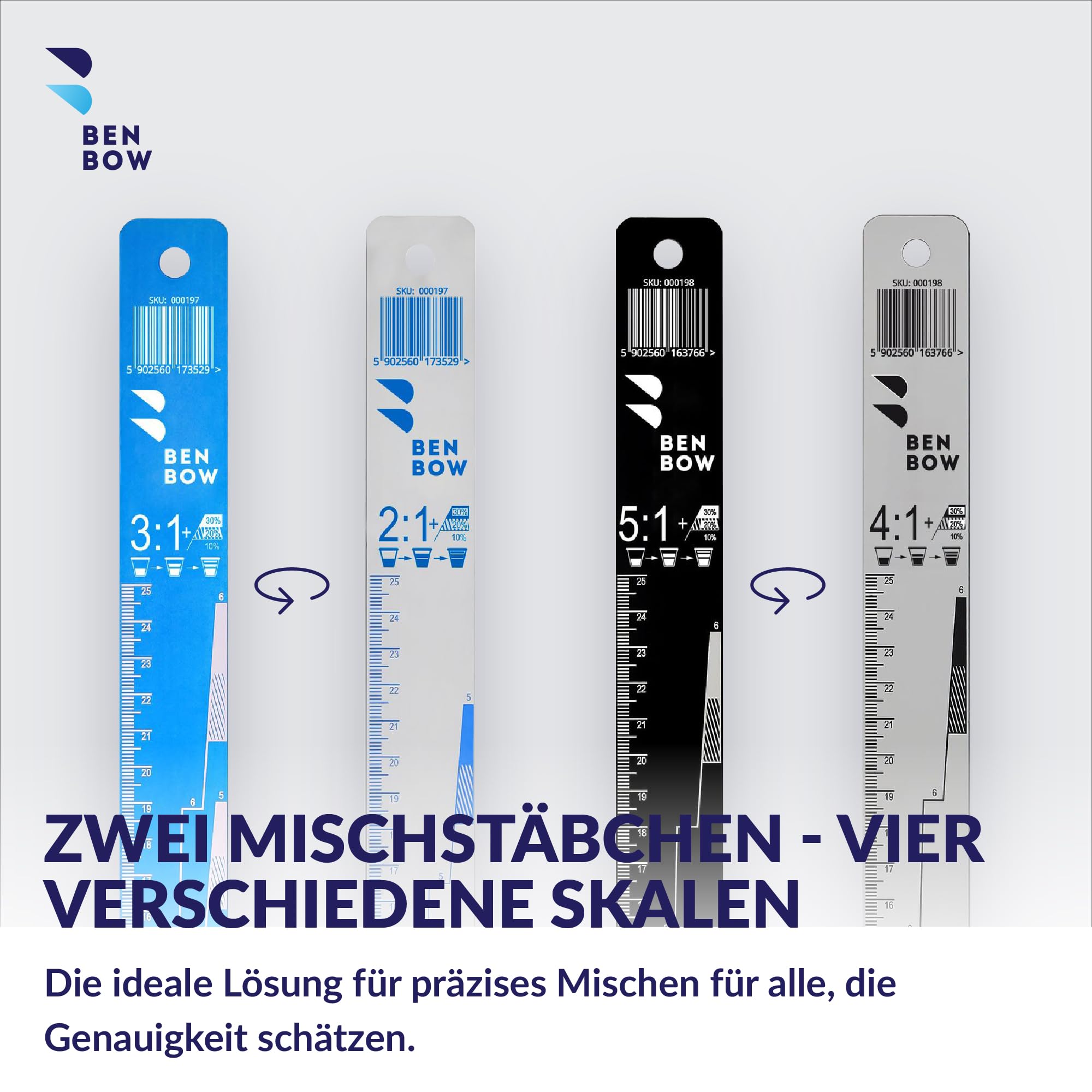 Set Agitatori BenBow In Alluminio Per Miscolare Vernici - Versioni 2:1/3:1 E 4:1/5:1 - Foto 3