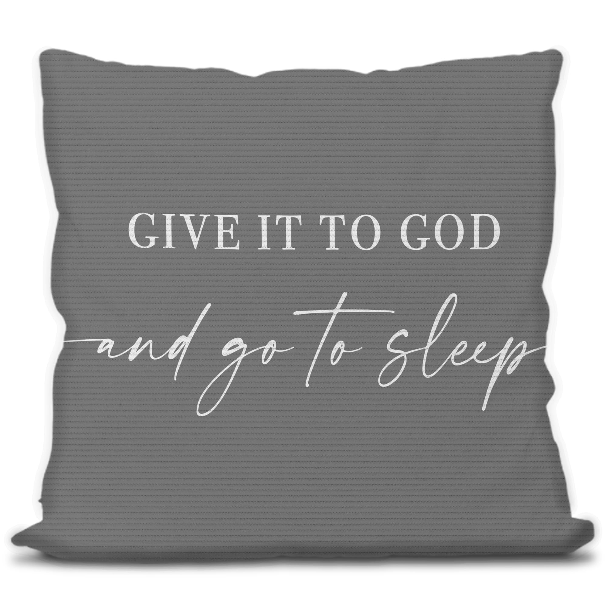 Knibeo Give It to God and Go to Sleep, Decorative Corduroy Pillows Cover for Bed,Corduroy Pillows Cover for Bed,18x18 Inch Pillow Case,Decorative Corduroy Pillows Cover for Room?Gray 18" x 18"?