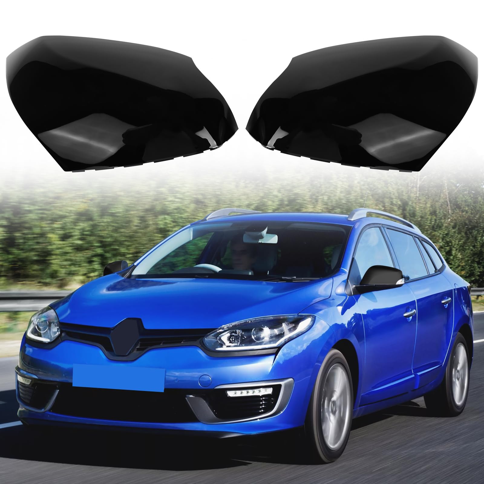 Coques de Rétroviseurs de Voiture pour Renault Megane MK3 2008-2016 | Boîtier de Rétroviseur Extérieur, OEM 963730077R, Gauche et Droite