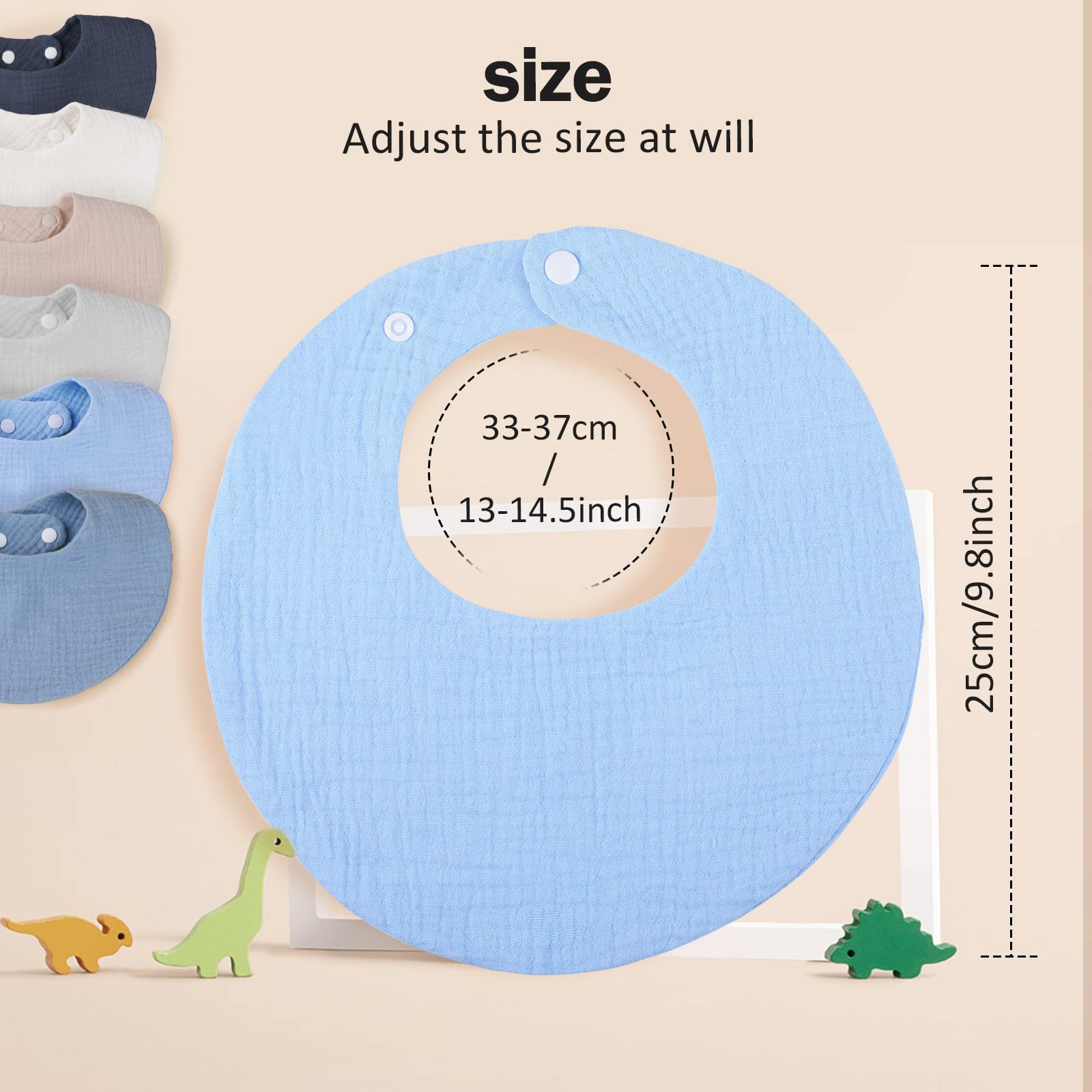 Bavaglino Neonato 6 Pezzi, 6 Strati Cotone, Super Assorbenti Morbidi, Bandana Bambino Drool