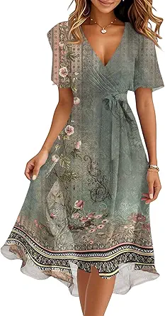 Spring Summer Chiffon Midi Dresses for Women 2025 Elegant Classy Wedding Guest Floral Formal Cocktail Prom Dress