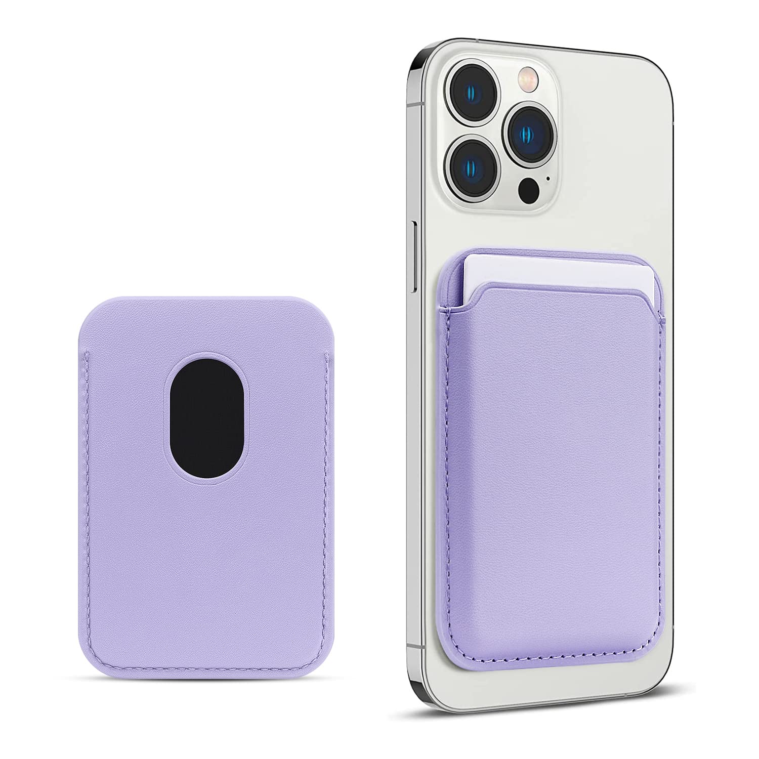 FIDWALL Magsafe Wallet Portafoglio Tessuti in Pelle per iPhone 16/15/14/13/12 Max/Pro/Plus/mini,con Anello in Ferro per all Phone Case,RFID Card Holder con Magsafe Magnete (Glicine)