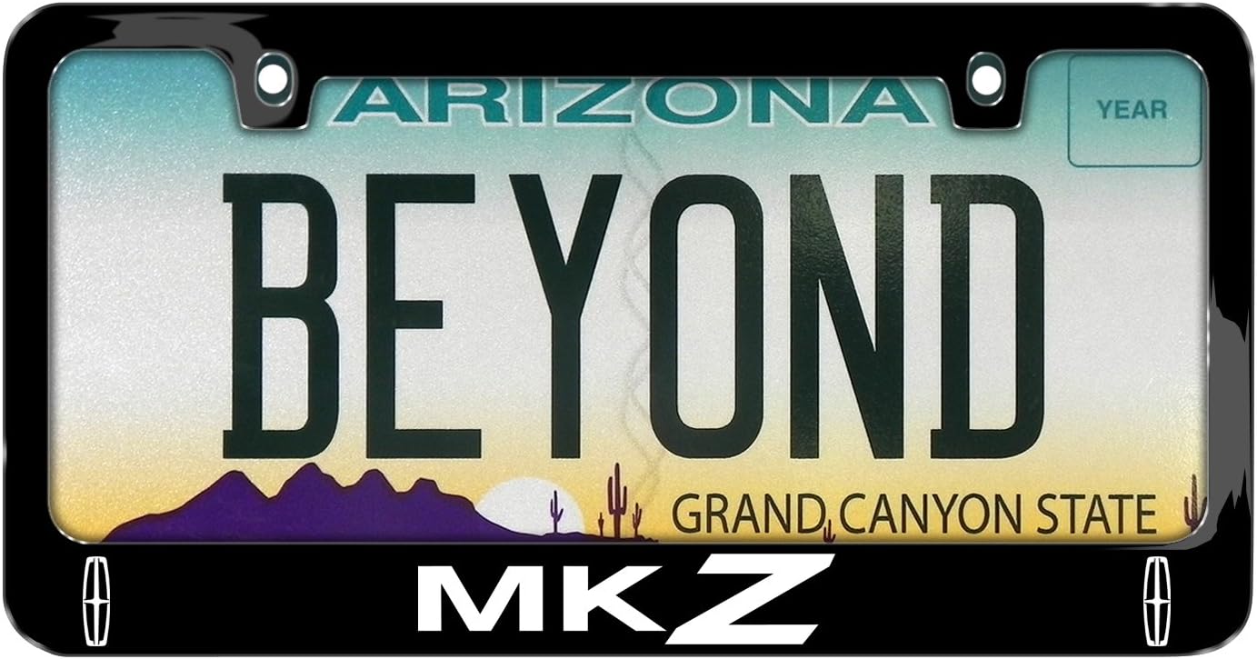 iPick Image for Lincoln MKZ Dual Logo UV-LED Printed American-Made Black Metal License Plate Frame