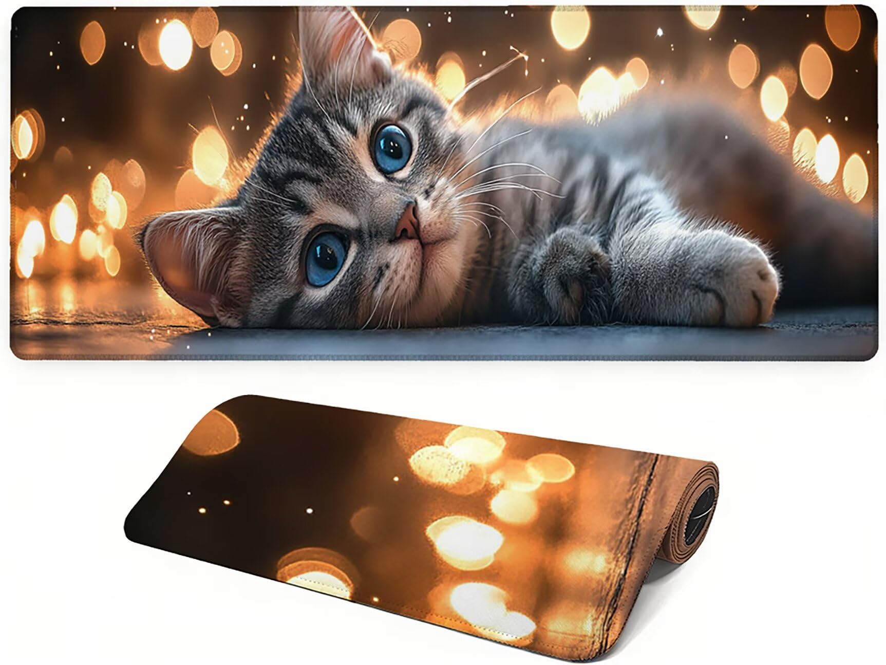 Podkładka pod mysz Lejnlnng XXL - 120 x 60 cm, podkładka pod mysz dla dużych graczy, kot XL antypoślizgowa gumowa mata na biurko, wodoodporna podkładka pod mysz o wysokiej precyzji i szybkości baza JL