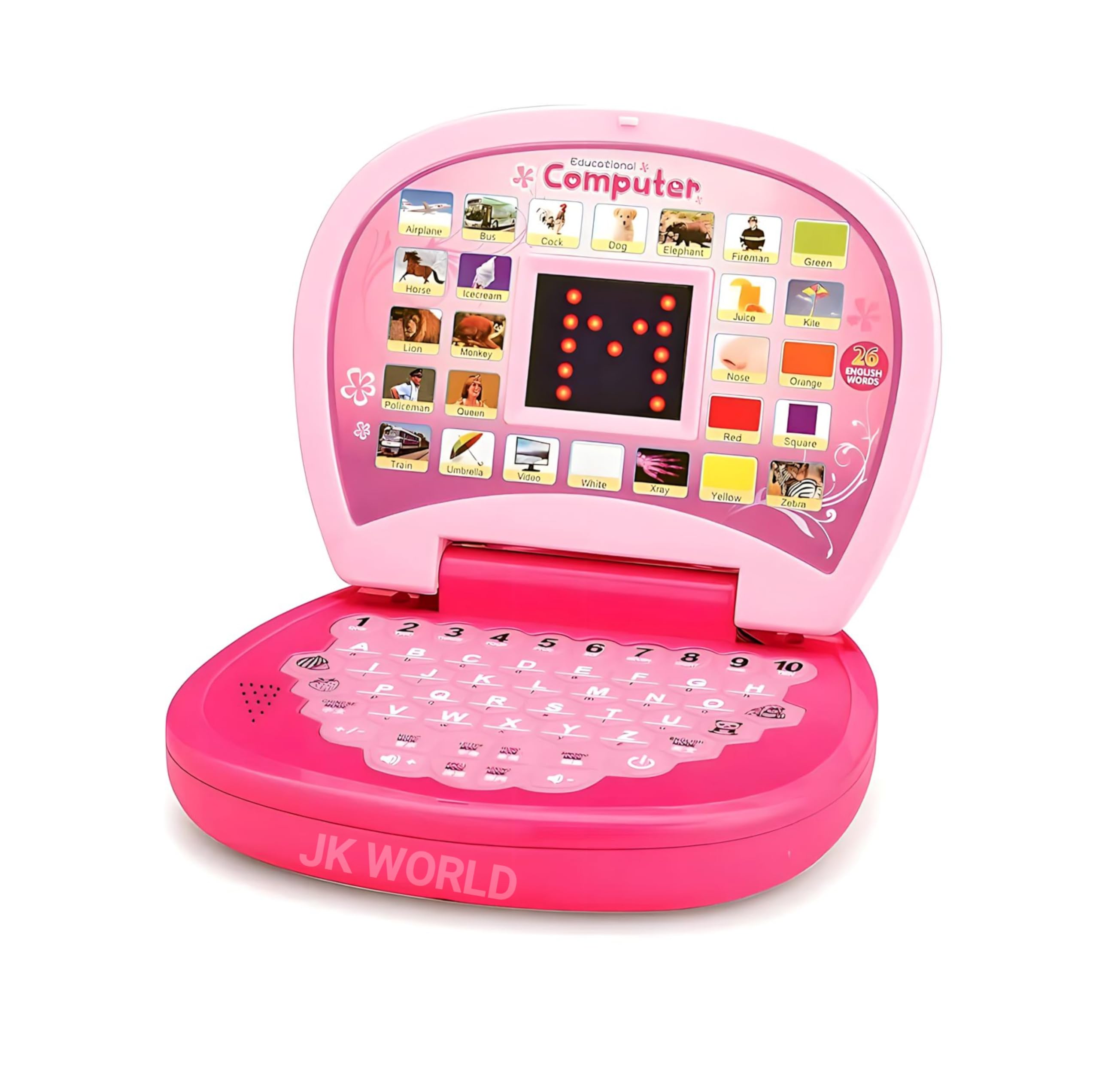 JK WORLD® Educational Laptop Toy for Kids Battery Operated Toy with Led Light & Music Effect Birthday Gift for Kids Number & Alphabet Charts Learning Toy Return Gift for Kids (Colour As per Stock)