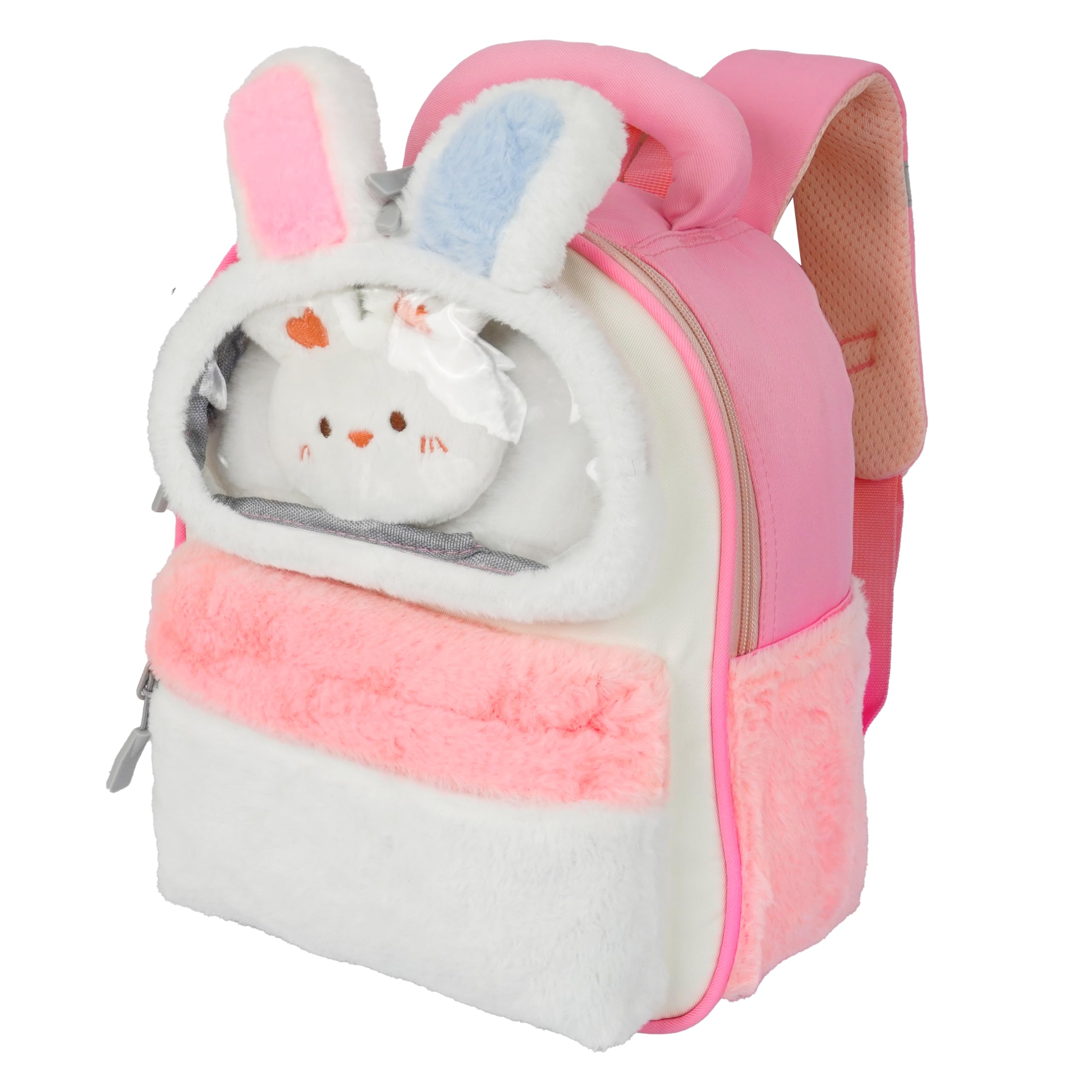 storite Plush Bunny Ears Kids Backpack – Soft & Cute School Bag for Kindergarten & Preschool – White & Pink-picture-35