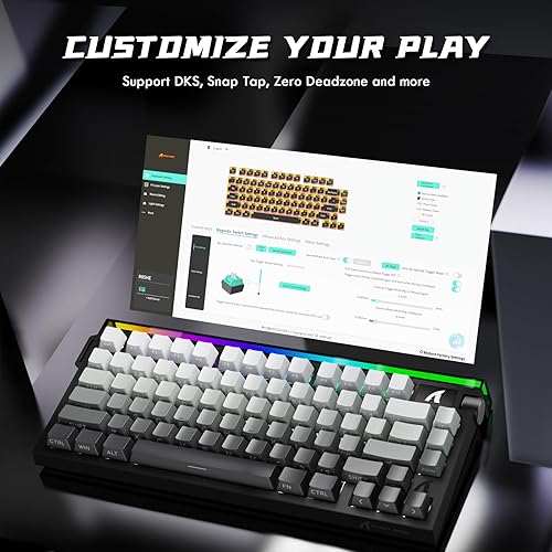 Miniatura 7 de Interruptor magnético de teclado de disparo rápido ATTACK SHARK R85 HE con caja de luz personalizada, teclado mecánico con cable del 75%, tasa de
